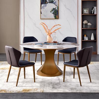 China Chinese Manufacturer Natural Marble Round Dining Table (Other) Adjustable With Stainless Steel for sale