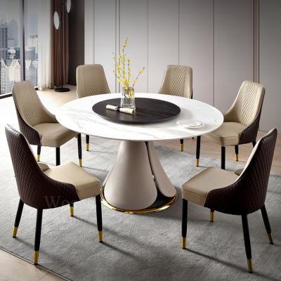 China (Other) Latest Design Adjustable Caracas White Round Marble Top Dining Table for sale