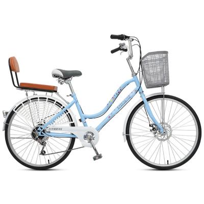 China Cheap steel city bike 24 inch 26 inch bicycle upgraded version city bike with rear seat bicycles for women for sale