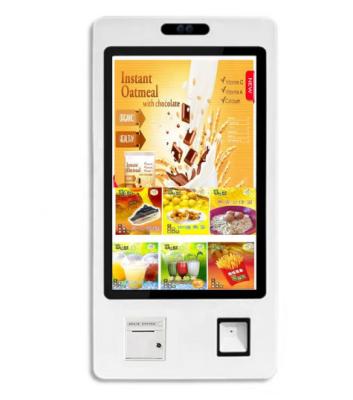 China 32 Inch Cashier Panel EOM/ODM Self Service Payment Order Information + Metal Tempered Glass Sign Kiosk Restaurant Station Airport Touch Screen for sale