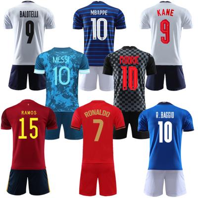 China Quick Dry European Soccer Team Shirt France League Soccer Uniform Quick Dry Set Kits Football Tank Top 2021 for sale