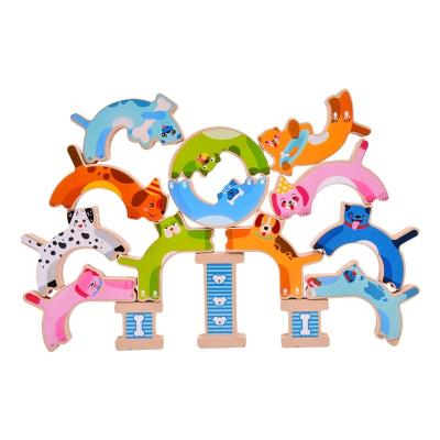 China Educational Toys Wooden Puppy Stacking Games Balance Toys Stack Game for sale