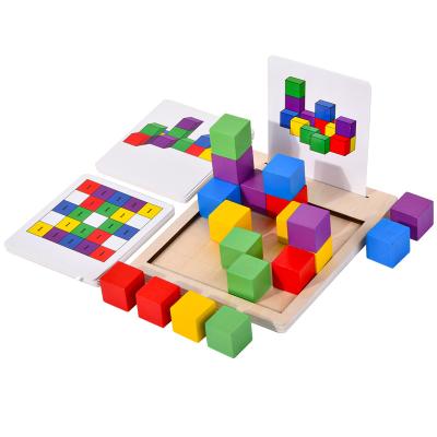 China Construction Toy Versus Building Blocks for Simple Expression Educational Wooden Puzzles Picture Montessori Toys Matching Building Blocks for sale