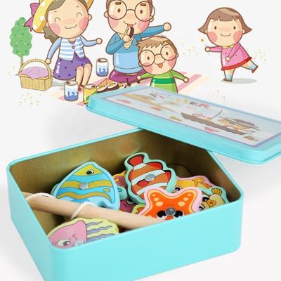 China Intelligence Developing Magnetic Wooden Animal Fisherman Game With Iron Box For Kids Pretend for sale