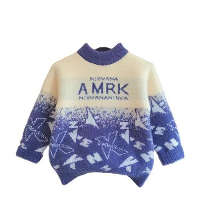 China Sustainable Child Boy's Sweater  Soft Winter Clothes Kids Cute Knitted  pullover Sweaters Children Clothing Gradient Color for sale