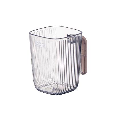 China Sustainable PET Transparent Mouthwash Cup Washing Cup Toothbrush Cup with Handle for Male and Female students for sale