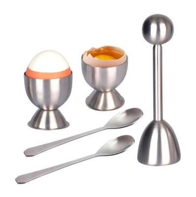 China Sustainable Cracker Topper Set Complete Soft Boiled Tool Set Include Eggshell Opener And Stainless Steel Cups And Spoons for sale