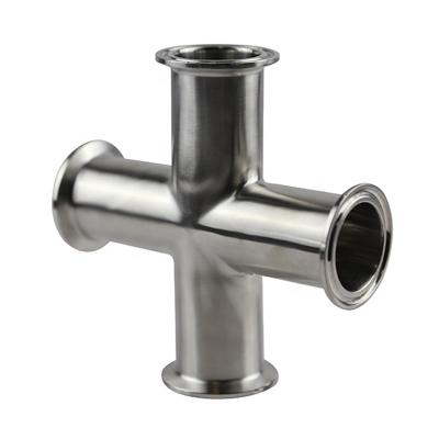 China SS304 Tri Clamp Cross Fitting Tee Stainless Steel Stainless Steel 304 for sale