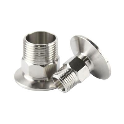 China Tri flange SS304 bsp NPT sanitary stainless screw pipe fitting adapter for sale