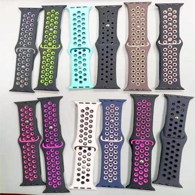 China Fashionable Silicone Smart Wrist Watch Bands For Apple Watch Rubber Strap Series 7 6 5 4 Watch Strap 41 45 38 40 42 44 mm for sale