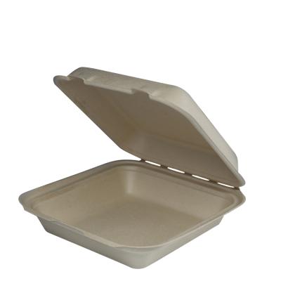 China Cheap Disposable Biodegradable Sugar Cane Clamshell Box Food Lunch Container Good Price Box for sale