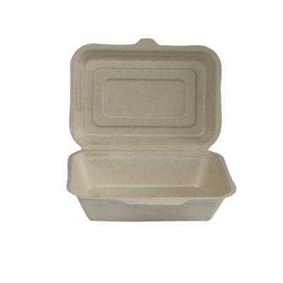 China 600ml Disposable Hot Selling Sugarcane Box Fiber Fast Food Container Bagasse Eco-friendly Lunch Box for sale