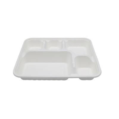 China Disposable Bagasse Pulp Dish Eco-friendly Biodegradable Disposable Food Tray White Sugarcane Plate for sale