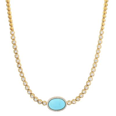 China Fashion Cute Design 925 Silver 18K Gold Plated Turquoise Necklace Sets Jewelry Customized Jewelry For Woman for sale