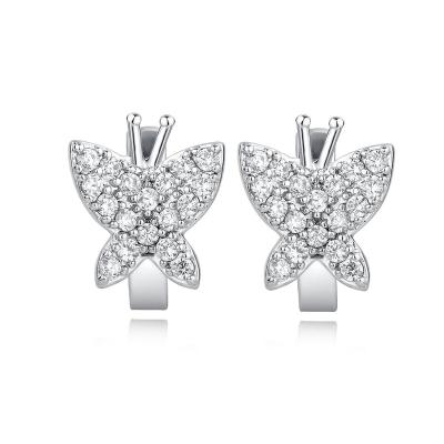 China Wholesale Cute 925 Sterling Silver Micro Inset Zircon Butterfly Stud Earrings Fashion Elegant 18k Gold Plated Jewelry for sale