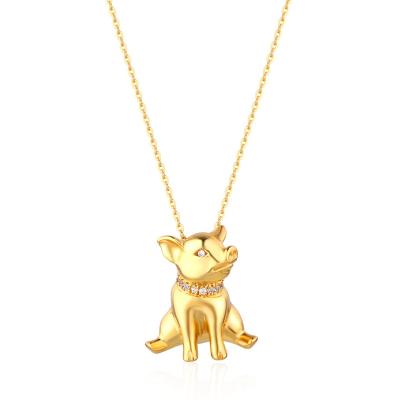 China Cute Cute Pig Design Zirconia Necklace For Woman Fashion 925 Sterling Silver Necklace 18K Gold Plated Jewelry for sale