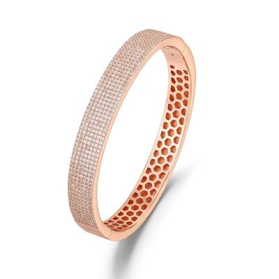 China Fashion 925 Sterling Silver Full Cubic Zirconia Micro Inlaid Bracelet CLASSIC Simple Jewelry 18k Rose Gold Plated for sale