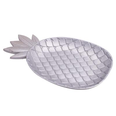 China Handmade fashion pineapple simple cheap silver wooden candy dry fruit decoration tray for sale