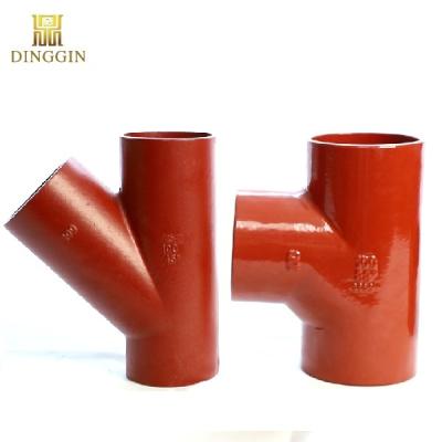 China Sewage / Rainwater Ventilation EN877 Cast Iron Pipe Fittings SML 88degree 66 Degree Y Branch T Branch for sale