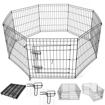 China Viable Collapsible Barrier Pet Puppy Play Pen Exercise Cage 8 Metal Dog Playpen Crate Panels for sale