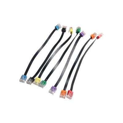 China Cat6a PVC 30awg Flat Unprotected Boot Patch Cord Customized Length YU-59 for sale