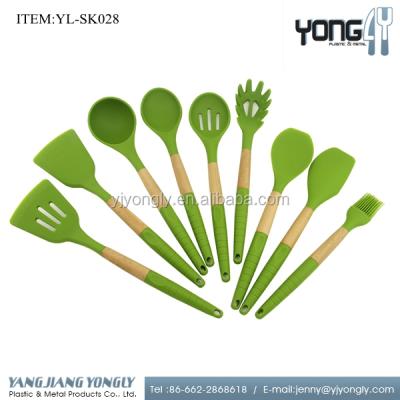 China Sustainable Heat Resistant 9 Pcs Silicone Cookware Travel Utensil Set for sale