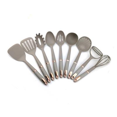 China Sustainable Custom Kitchen Utensil Set Nylon Cooking Cookware Set For Kitchen Utensils Tools With Rack for sale