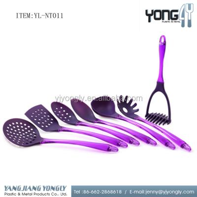 China Sustainable Purple Nylon Cookware Set 7 Piece Cook Kitchen Utensil Set For Cooking for sale