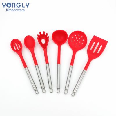 China Sustainable Silicone Kitchen Utensils Heat Resistant 6 Piece Silicone Nonstick Cooking Tools for sale