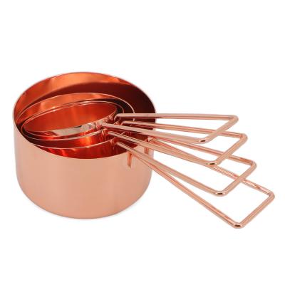 China Viable Private Label Measuring Cups Brass Copper Rose Gold Measuring Cups Spoons Logo for sale