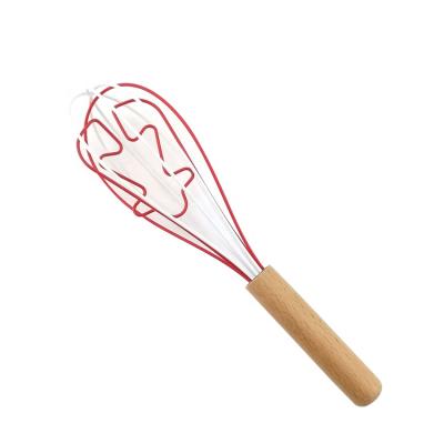 China Sustainable Wholesales Custom Design Private Label Silicone Egg Beater With Wooden Handle for sale