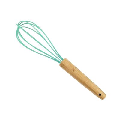 China Viable High Quality Silicone Kitchen Egg Beaters and Manual Egg Beater with Wooden Handle for sale