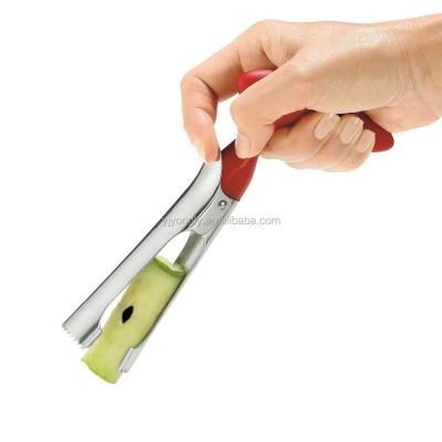 China Sustainable Plastic Stainless Steel Hollow Handle Apple Punch With Clip for sale