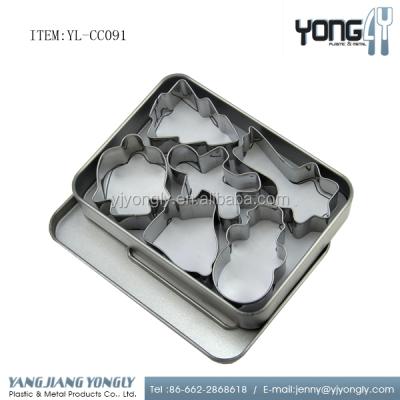 China Different Funny Shape Workable With Tin Box Mini 6 Piece Cookie Cutter Set for sale