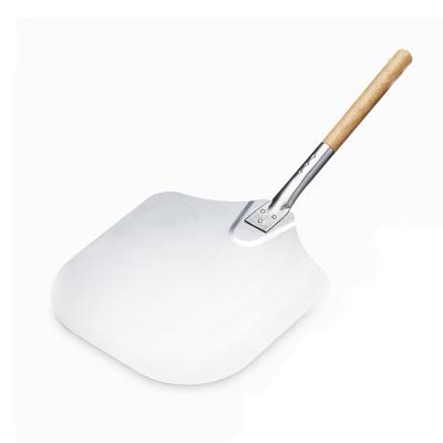 China Sustainable Large Pizza Shovel Paddle Aluminum Pizza Peel Spatula With Wooden Handle for sale