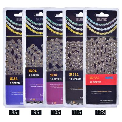 China SUMC 116 Light Weight Gold Gray Semi Hollow Bicycle Chain Road Bike Chains 8/9/10/11/12 Speed ​​MTB Bicycle Chain for sale