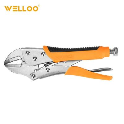 China Cutting WELLOO Hot Sales 10 Inch Round Nose Pliers Curved Jaw Locking Pliers With Vise Handles HLP26102 for sale