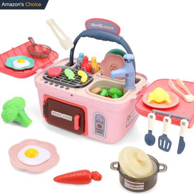 China Kitchen Set Toys Multifunctional Amazon Picnic Suitcase Cooking Playhouse Barbecue Suitcase Kitchen Toys for sale