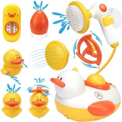 China Water Spray Tool 2022 Water Play Spray Water Organizer Yellow Duck Shower Bath Toy Animal For Kids for sale