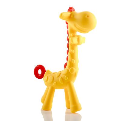 China Infant Baby Toys Teether Amazon Success Baby Chew Teether Sticks Silicone Giraffe Yellow Baby Teethers for sale