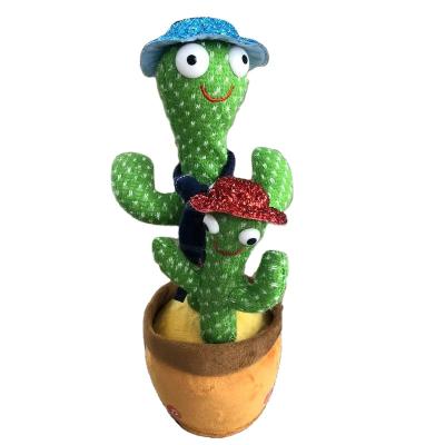 China 120 New English Songs Shaking Plush 120 Electronic USB Charging Music Interactive Lights Singing Cactus Dancing Toy for sale