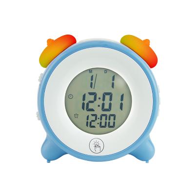 China Kids Electronic Calendars EMAF Porcelain Night Light Digital Clocks Desk and Table Alarm Clock with Colorful Backlight for sale