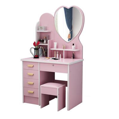 China Wholesale Foldable Bedroom Furniture Manufacturers Simple Dressing Table With Mirror And Stool for sale