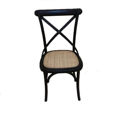 China Hotting Stackable Sell Morden Vintage Stackable Black Wood Restaurant Chair Wooden Crossback Stuhl for sale