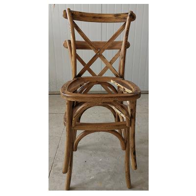 China Wedding French Style Vintage Wooden Oak Cooling Dining Ratten High Back Chair Wood Chair With Rattan for sale