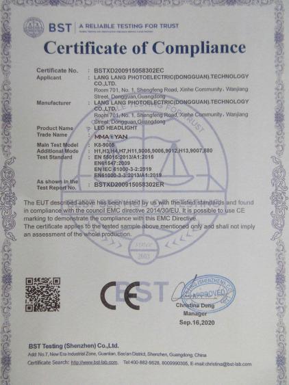 CE - Lang Lang Photoelectric (dongguan) Technology Limited