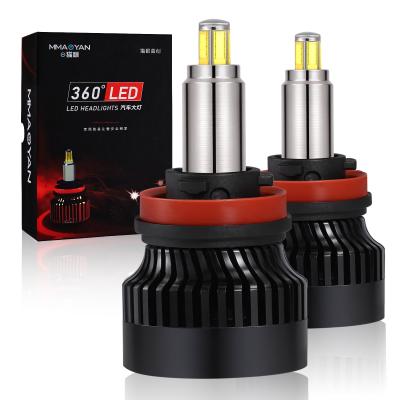 China Wholesale New Arrival Copper + Aluminum High Low Fan Beam Bulb Led Hb3 Six Side 360 ​​Dual Color H7 H1 9005 H4 Led Headlight H11 9006 for sale