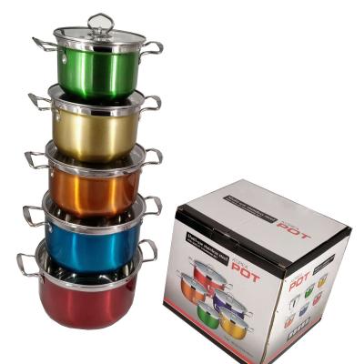 China Sustainable colorful stainless steel milk soup pot set cookware soup cooking pot non-stick cookware sets for sale