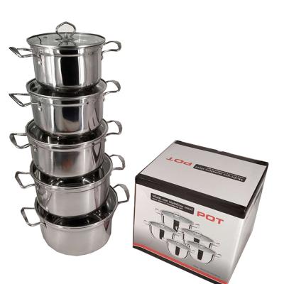 China Multi-Use Stainless Steel Cookware Set Sustainable High Quality Pot Cooking 18-20-22-24-26cm Pot Cassers 5 PCS Set for sale