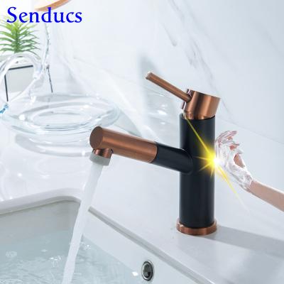 China Sense Faucets Touch Bathroom Mixer Tap Senducs Hot Cold Pull Out Smart Bathroom Basin Sink Faucets Touch Basin Mixer Taps for sale